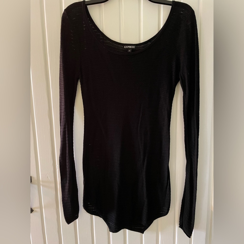 Express Tunic Sweater Like Top w/holes- Black- Medium